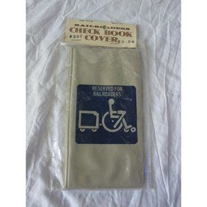 Vintage Check Book Cover Reserved for Railroaders Leatherette Train Handicap‎